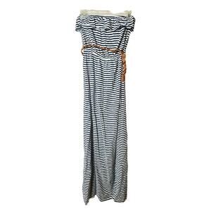Trixxi Women's Maxi Flutter Stripe Print Top Long Length Dress Sz M